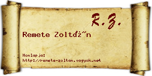 Remete Zoltán névjegykártya